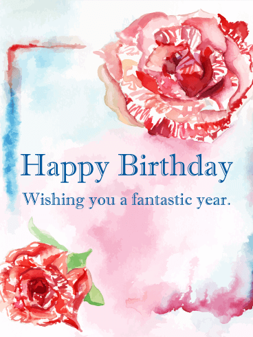 368x490 Watercolor Rose Happy Birthday Card Birthday Amp Greeting Cards By - Happy Birthday Card Watercolor