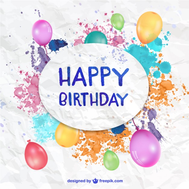 626x626 Watercolor Birthday Card Vector Free Download - Happy Birthday Card Watercolor