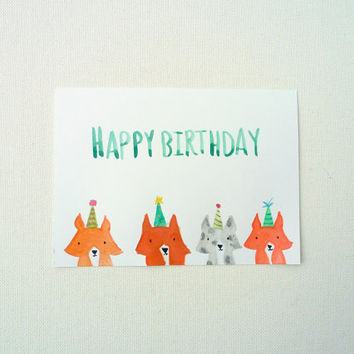 354x354 Happy Birthday Card, Corgi Birthday From Studiofroezel On Etsy - Happy Birthday Card Watercolor