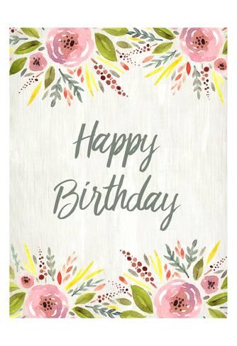 334x488 Happy Birthday Watercolor Floral Poster By Kimberly Allen - Happy Birthday Watercolor