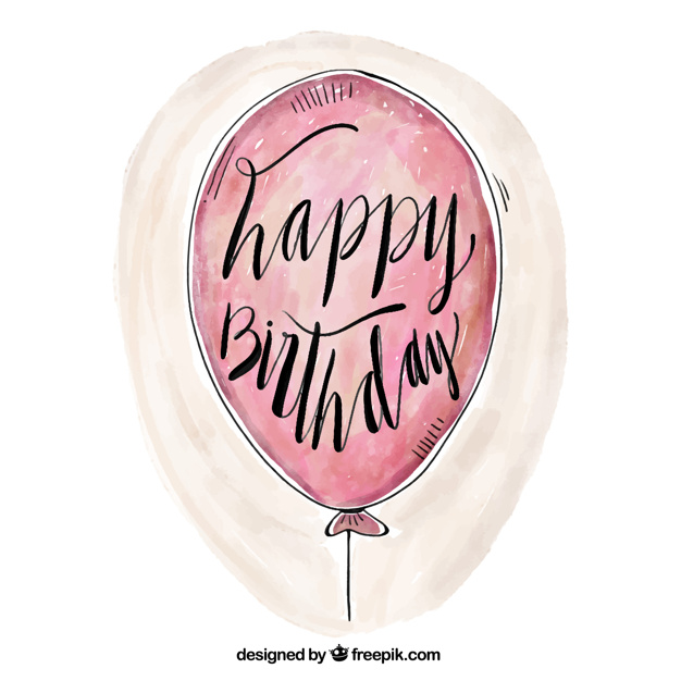 626x626 Happy Birthday Watercolor Balloon Background Vector Free Download - Happy Birthday Watercolor