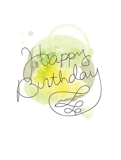 415x550 Note Card Watercolor Green Happy Birthday - Happy Birthday Watercolor