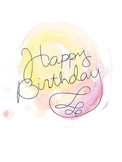 415x550 Note Card Watercolor Pink Happy Birthday - Happy Birthday Watercolor