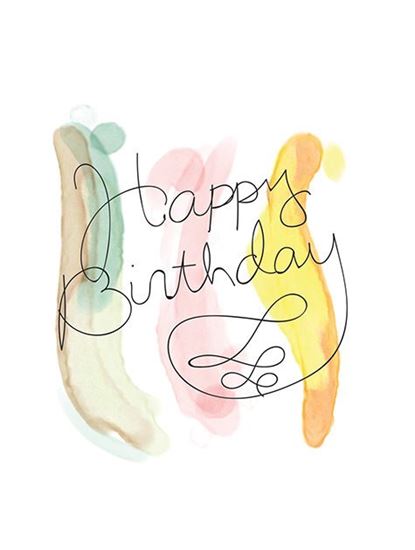 415x550 Note Card Watercolor Warm Tones Happy Birthday - Happy Birthday Watercolor