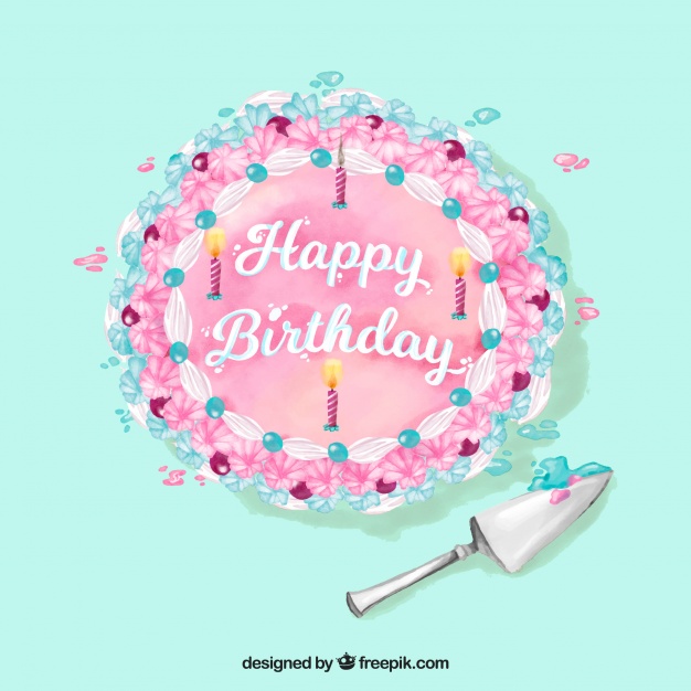 626x626 Watercolor Happy Birthday Cake Background Stock Images - Happy Birthday Watercolor