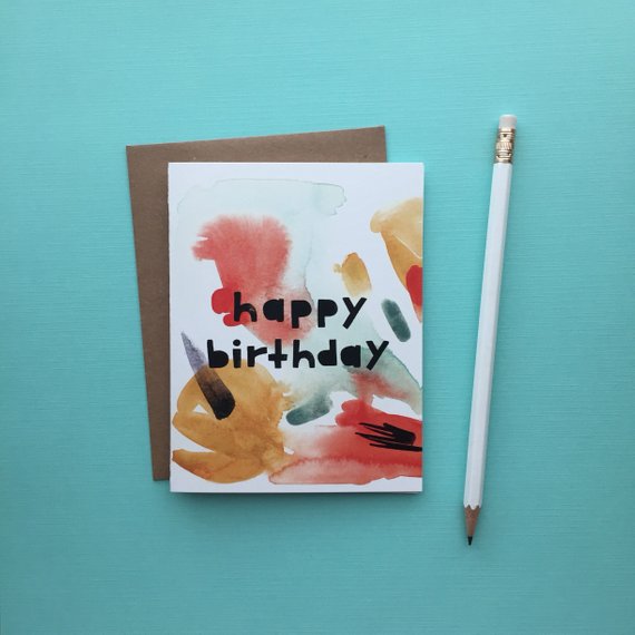 570x570 Happy Birthday Greeting Card Watercolor Card Birthday Gift Etsy - Happy Birthday Watercolor Card