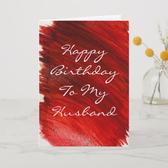 540x540 Happy Birthday Husband Burgundy Red Watercolor Card Zazzle.ca - Happy Birthday Watercolor Card
