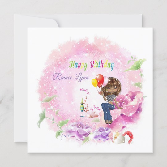 540x540 Happy Birthday Young Girl Watercolor Card Zazzle.co.uk - Happy Birthday Watercolor Card