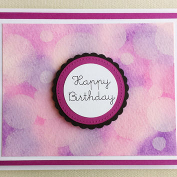 354x354 Happy Birthday Card, Watercolor Card, From Punchedwithlovejuhi - Happy Birthday Watercolor Card