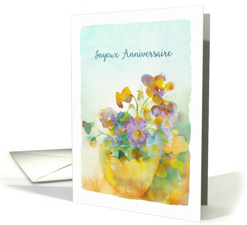 510x465 Happy Birthday In French, Informal, Pansies, Watercolor Card (1375740) - Happy Birthday Watercolor Card