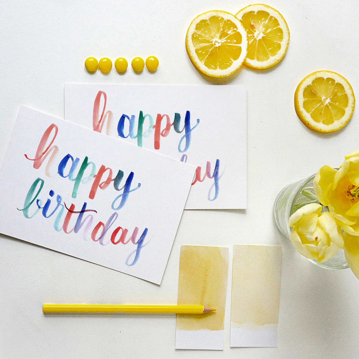 1500x1500 Happy Birthday Lyndsay Wright Design Calligraphy + Hand Lettering - Happy Birthday Watercolor Card