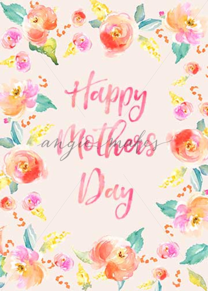 429x600 Happy Mothers Day Card Download With Watercolor Flowers - Happy Mothers Day Watercolor