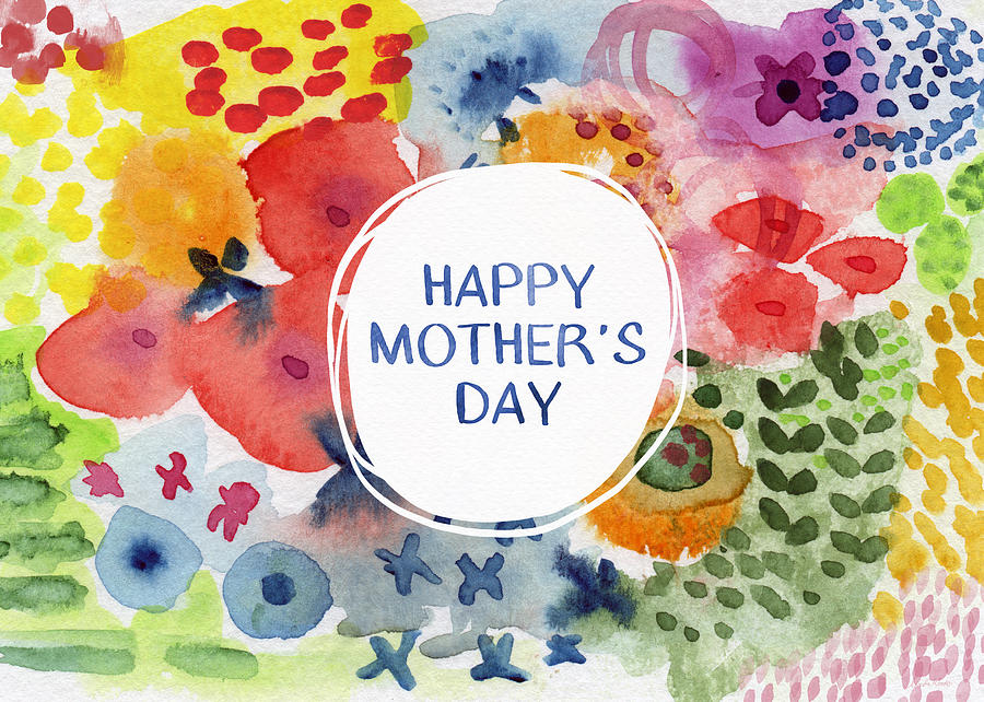 900x642 Happy Mothers Day Watercolor Garden Art By Linda Woods Painting - Happy Mothers Day Watercolor