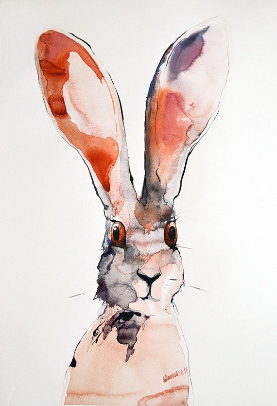 570x835 Hare Watercolor Painting - Hare Watercolor
