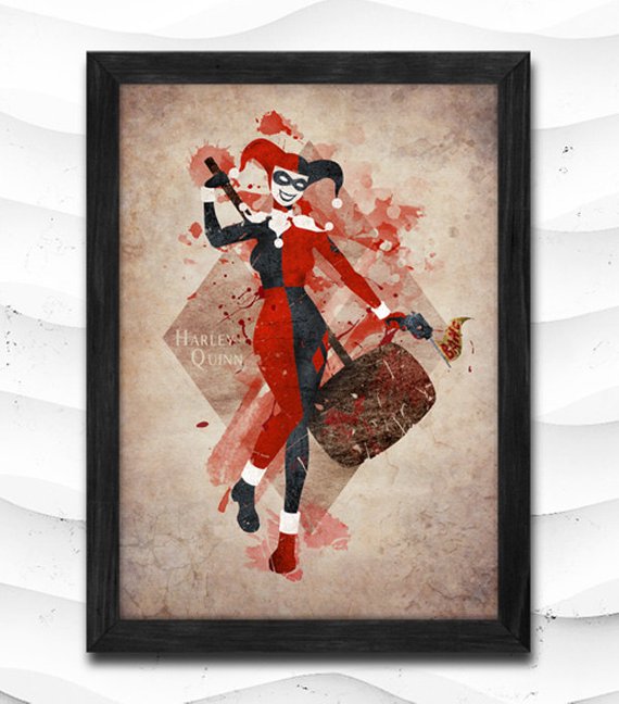 570x648 Harley Quinn Watercolor Print Batman Poster Art Print Baby Etsy - Harley Quinn Watercolor