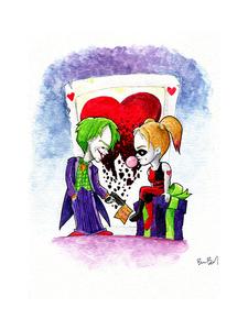 225x300 The Joker And Harley Quinn Watercolor Print Ben Byrd Art - Harley Quinn Watercolor