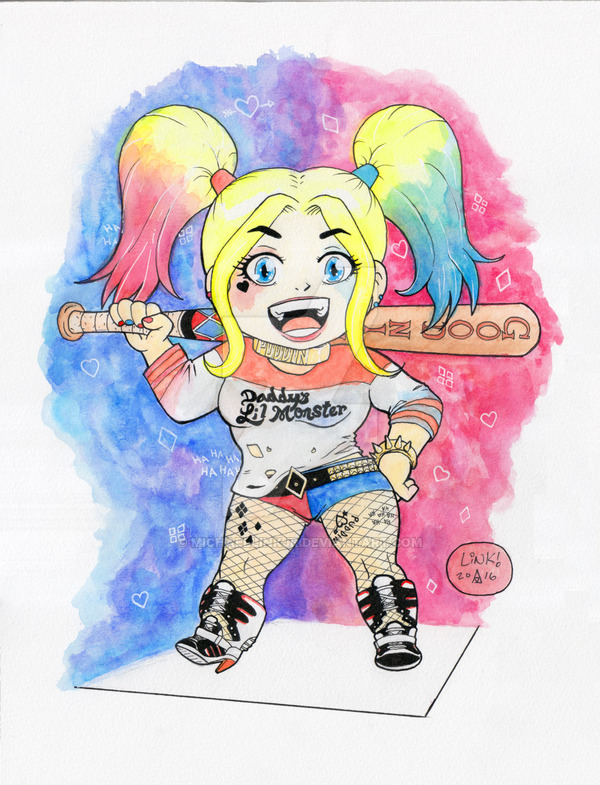 600x785 Harley Quinn (Suicide Squad) Watercolor By Michaellinkjr - Harley Quinn Watercolor