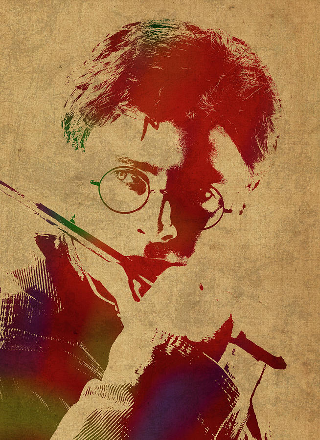 654x900 Harry Potter Watercolor Portrait Mixed Media By Design Turnpike - Harry Potter Watercolor