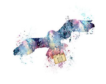 340x270 Harry Potter Watercolor Print, Hogwarts Art Print, Owl, Owl Post - Harry Potter Watercolor