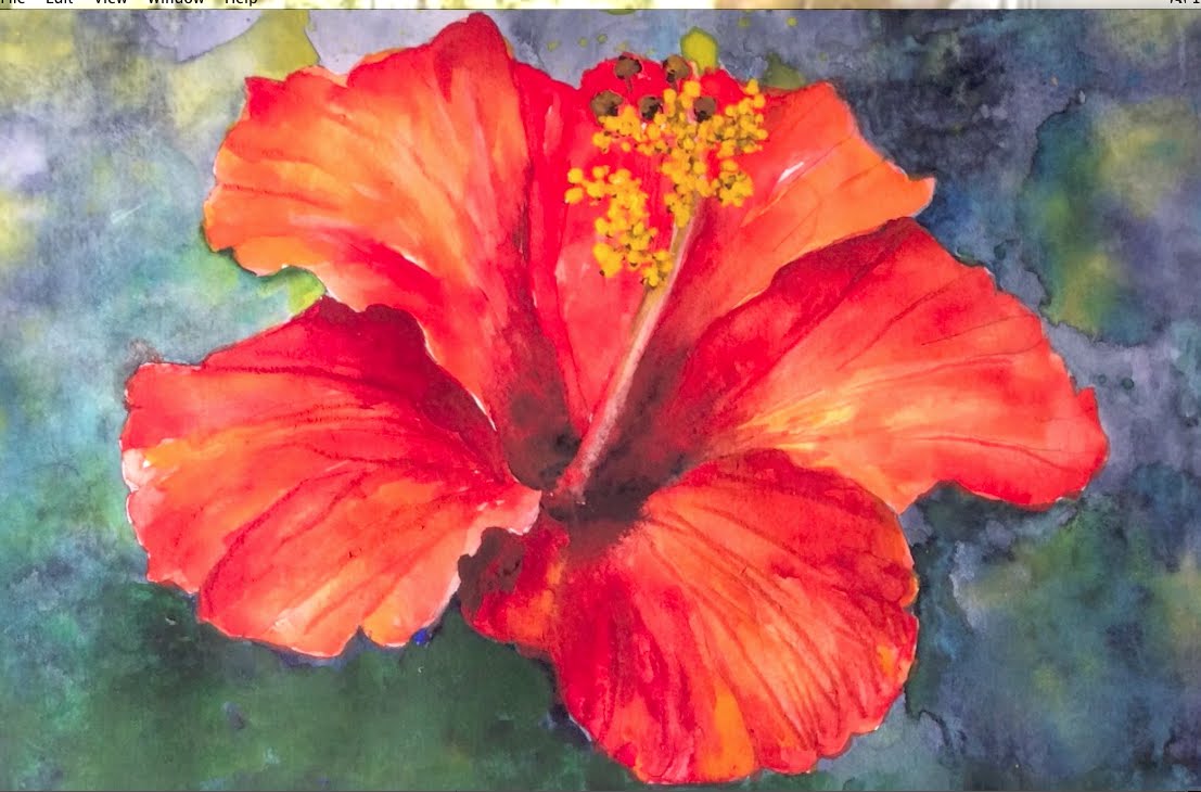 1107x730 Hibiscus Flower Watercolor Tutorial, An Easy Step By Step Lesson - Hawaiian Flower Watercolor