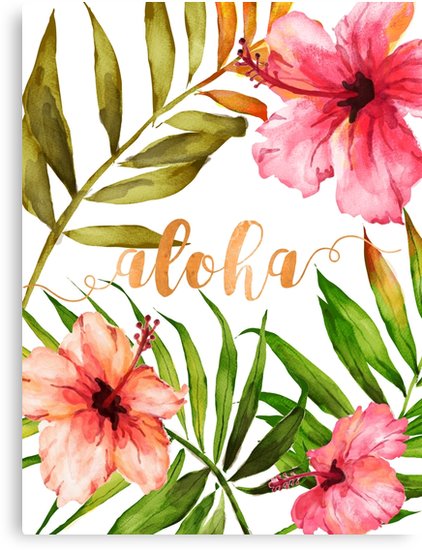 422x550 Hawaiian Tropical Floral Aloha Watercolor Canvas Prints By - Hawaiian Watercolor Prints