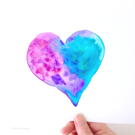 550x550 Heart Watercolors Full Of Love And Aloha - Heart Watercolor