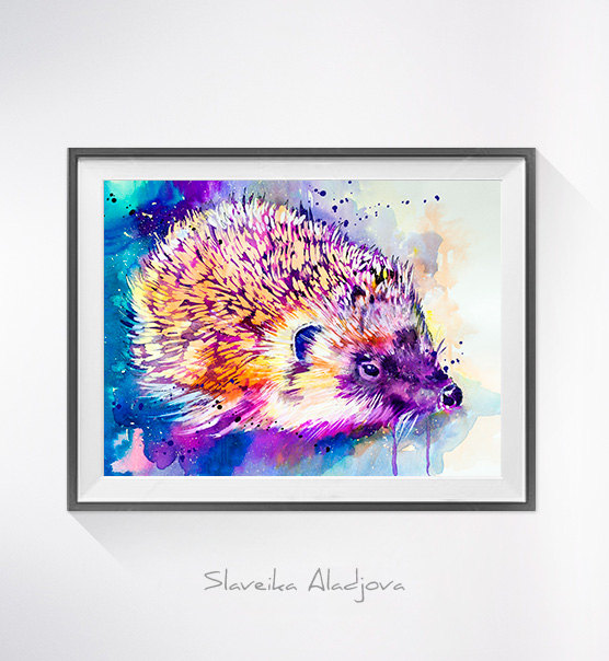 556x604 Hedgehog Watercolor Painting Print - Hedgehog Watercolor