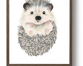 340x270 Watercolor Baby Hedgehog Woodland Nursery Flower Crown Etsy - Hedgehog Watercolor