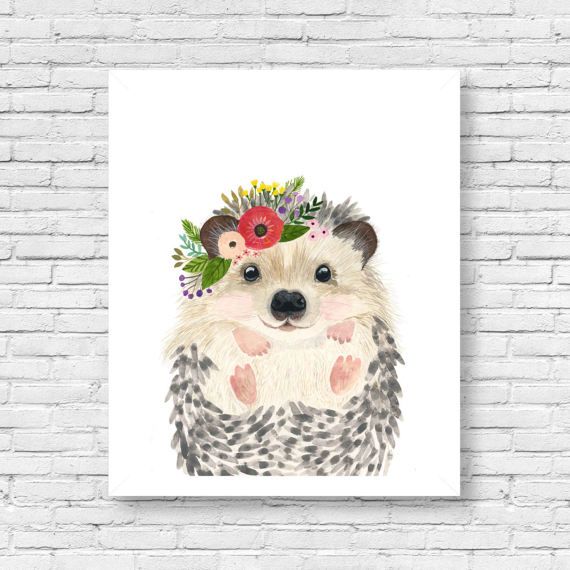 570x570 Watercolor Hedgehog 2, Woodland Nursery, Animal Paintings - Hedgehog Watercolor