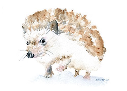 500x357 Hedgehog Watercolor Print Handmade - Hedgehog Watercolor