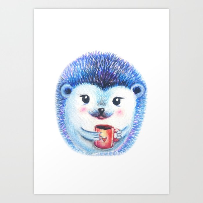 700x700 Blueberry Hedgehog Watercolor Art Print By Willowheath Society6 - Hedgehog Watercolor