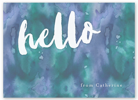 478x344 Hello Watercolor Folded Stationery Card - Hello Watercolor