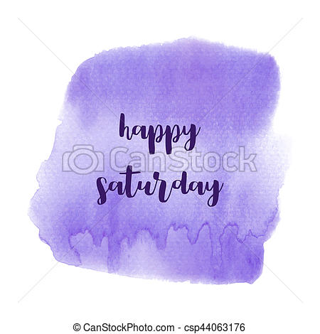 450x470 Hello Saturday Text On Violet Watercolor Background. - Hello Watercolor