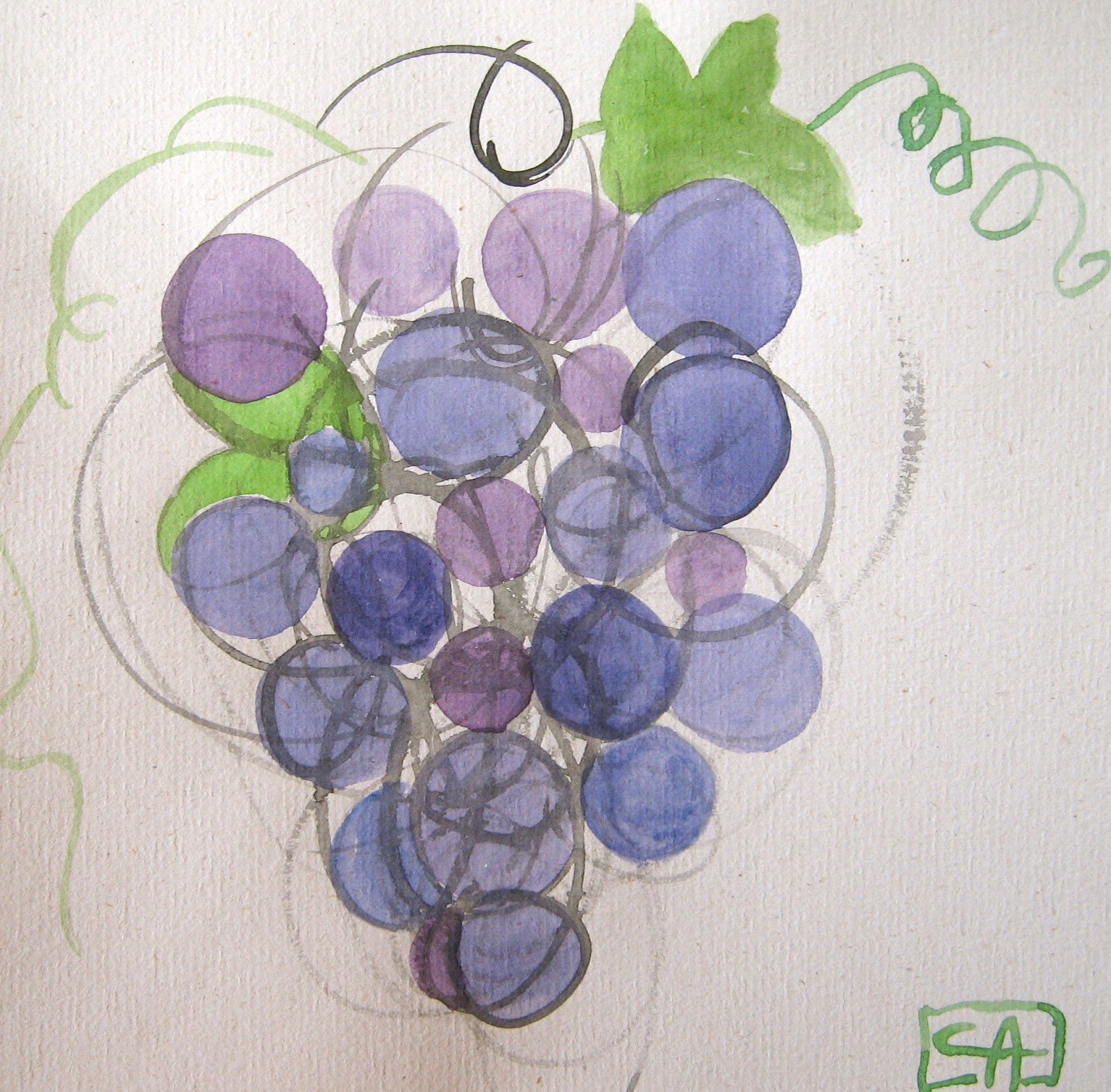 1600x1571 Cassandra Linnea Auker Watercolor Graped On Hemp Paper - Hemp Watercolor Paper