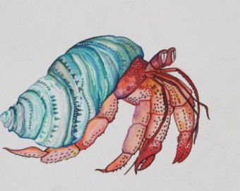 340x270 Water Color Of A Colorful Hermit Crab Tattoos - Hermit Crab Watercolor