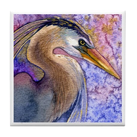 460x460 Great Blue Heron Watercolor Tile Coaster By Ellenmorrowarts - Heron Watercolor