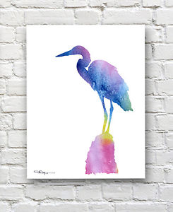 245x300 Heron Contemporary Watercolor Art Print By Artist Djr Ebay - Heron Watercolor