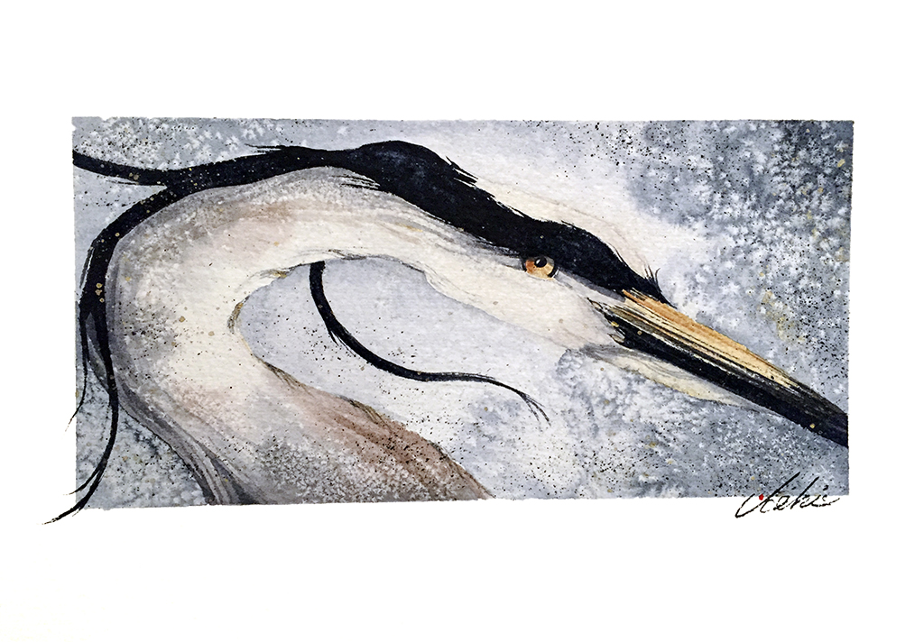 1024x712 Beki Killorin Original Watercolor - Heron Watercolor