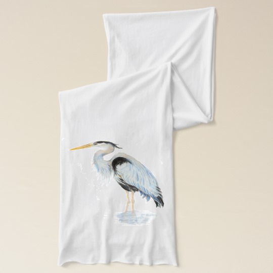 540x540 Watercolor Great Blue Heron Bird Nature Design Scarf - Heron Watercolor
