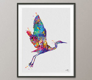 300x260 Blue Heron Watercolor Bird Painting Print Animal Art Print Great - Heron Watercolor