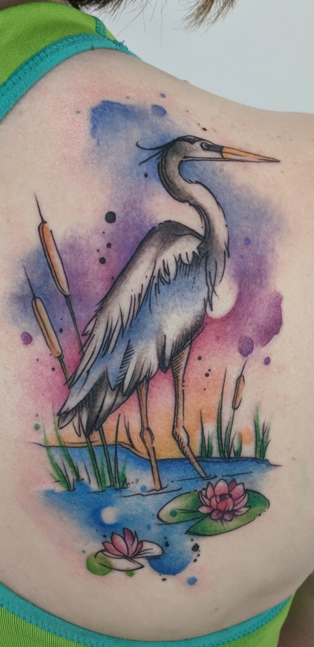 1080x2220 Blue Heron Watercolor By Shelly Deangio - Heron Watercolor