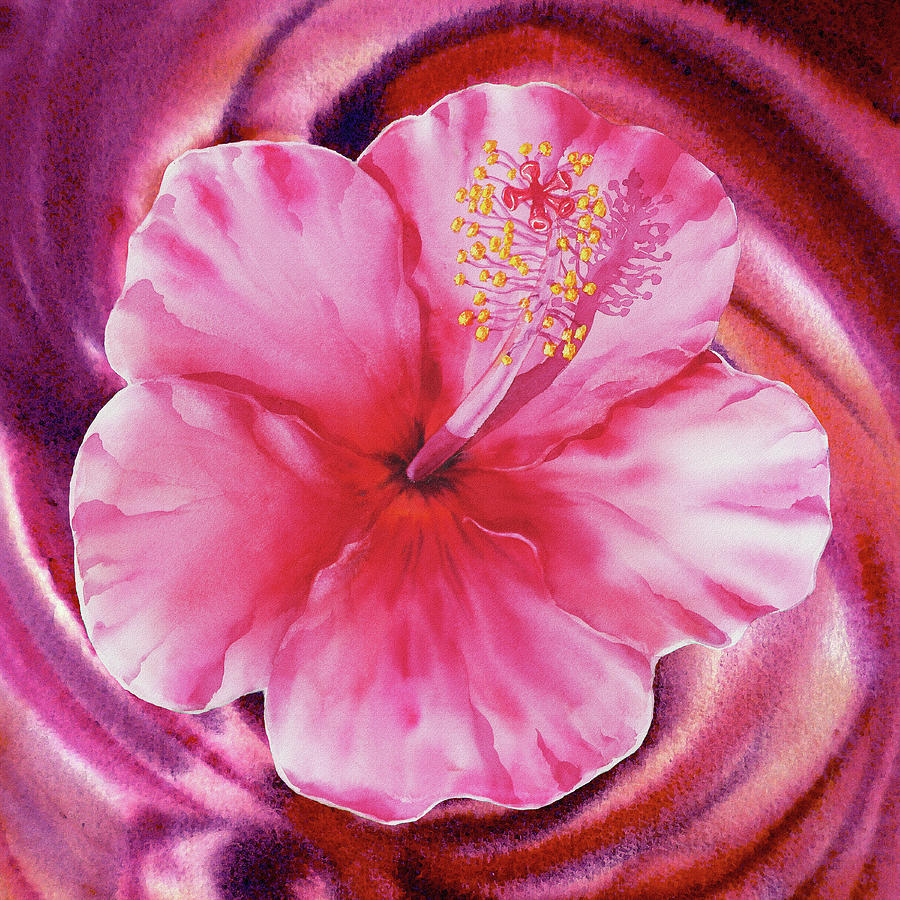 900x900 Hibiscus Watercolor Vortex Painting By Irina Sztukowski - Hibiscus Watercolor