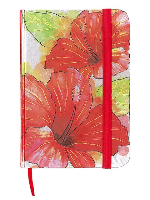 480x640 Island Heritage Hibiscus Watercolor Foil Note Book With Elastic - Hibiscus Watercolor