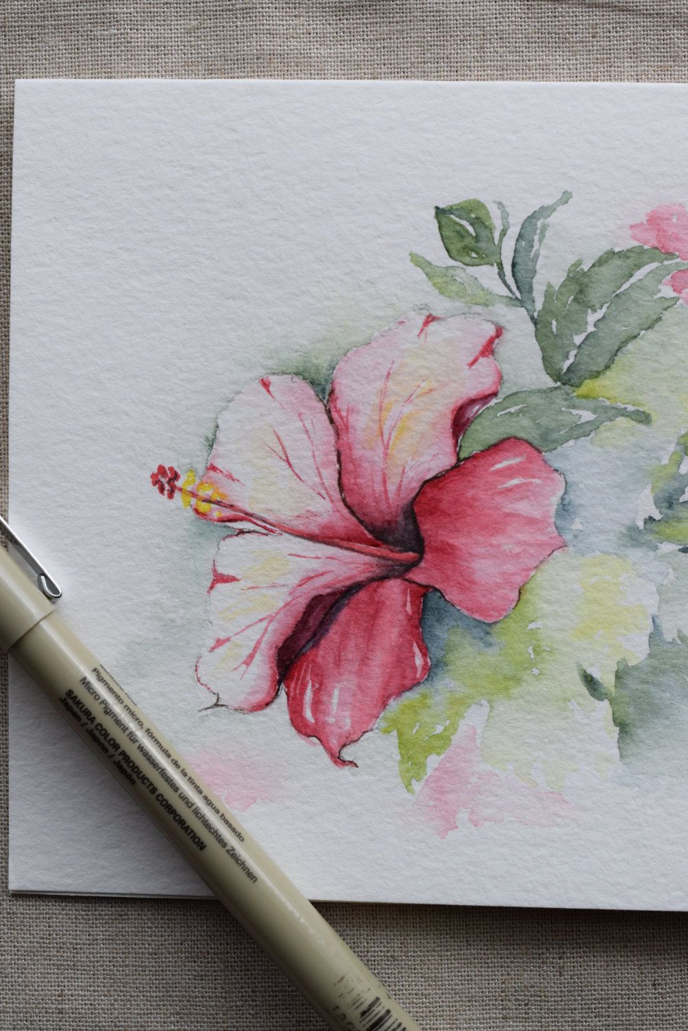 1001x1500 Pink Magenta Hibiscus Watercolor Handpainted Card Prints Paint - Hibiscus Watercolor