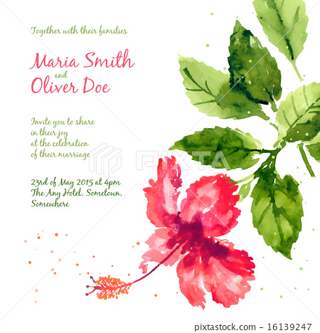 450x468 Vector Background With Red Watercolor Hibiscus - Hibiscus Watercolor