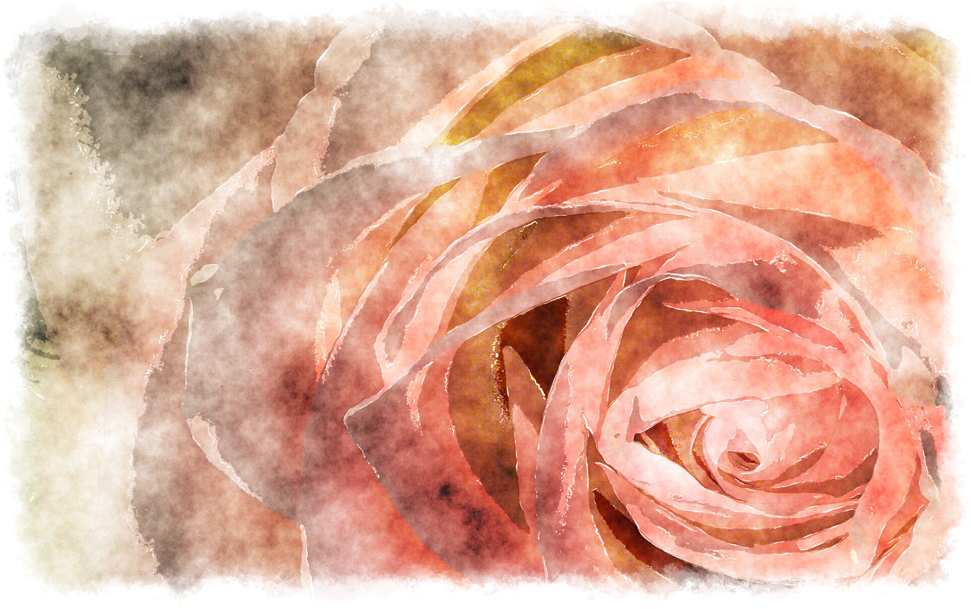 1920x1204 Watercolor Rose Macro - High Quality Watercolor