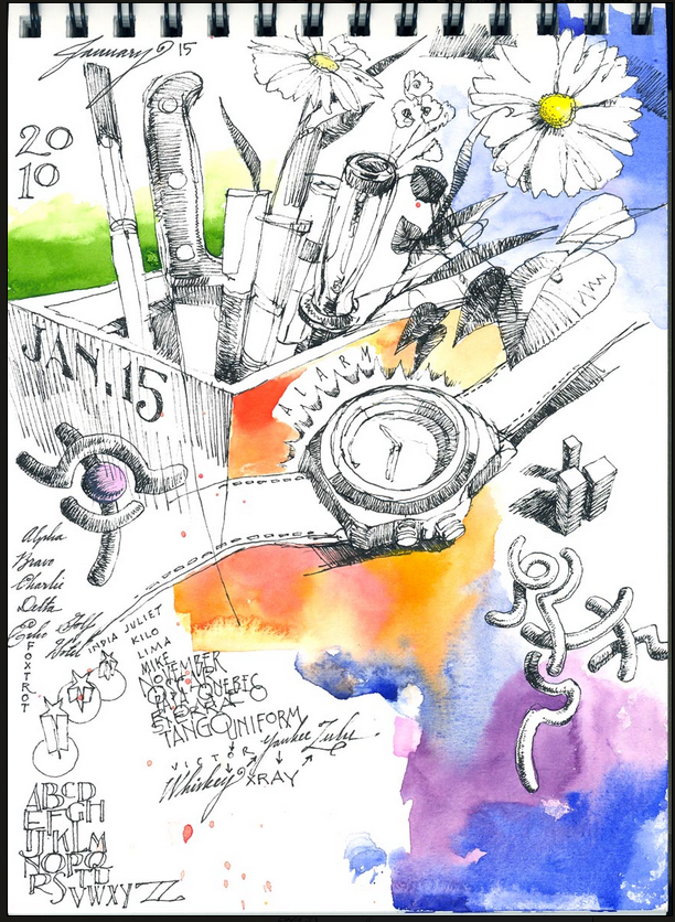 612x836 Ink Amp Watercolor Journal Collagestill Life - High School Watercolor