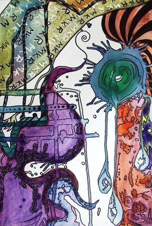 304x450 Abstract Watercolor W Sharpie Marker Accents - High School Watercolor