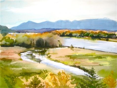 475x358 Afternoon - Hill Watercolor