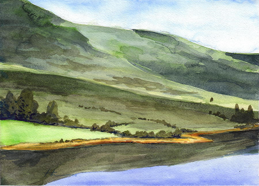 900x648 Scottish Hills Watercolor Painting Drawing By Mike Theuer - Hill Watercolor